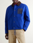 LOEWE - Suede-Trimmed Cotton Jacket - Blue