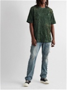 Givenchy - Oversized Distressed Cotton-Jersey and Linen-Blend T-Shirt - Green