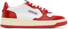 AUTRY White & Red Medalist Low Sneakers