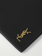 SAINT LAURENT - Cassandre Logo-Embellished Glossed-Leather Passport Cover