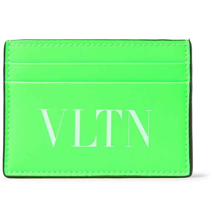 Photo: Valentino - Valentino Garavani Logo-Print Neon Leather Cardholder - Green