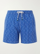Hartford - Straight-Leg Mid-Length Printed Swim Shorts - Blue