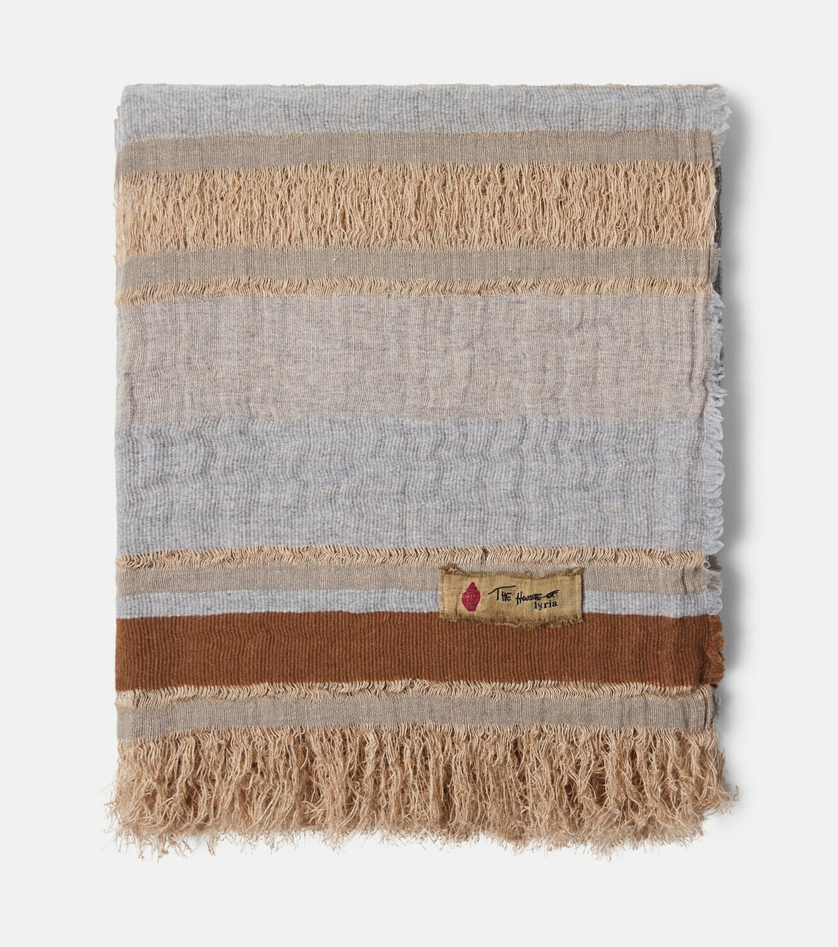 The House of Lyria Xoroi striped jute and wool-blend throw