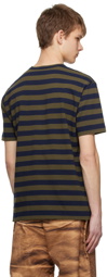 Junya Watanabe Navy & Khaki Striped T-Shirt