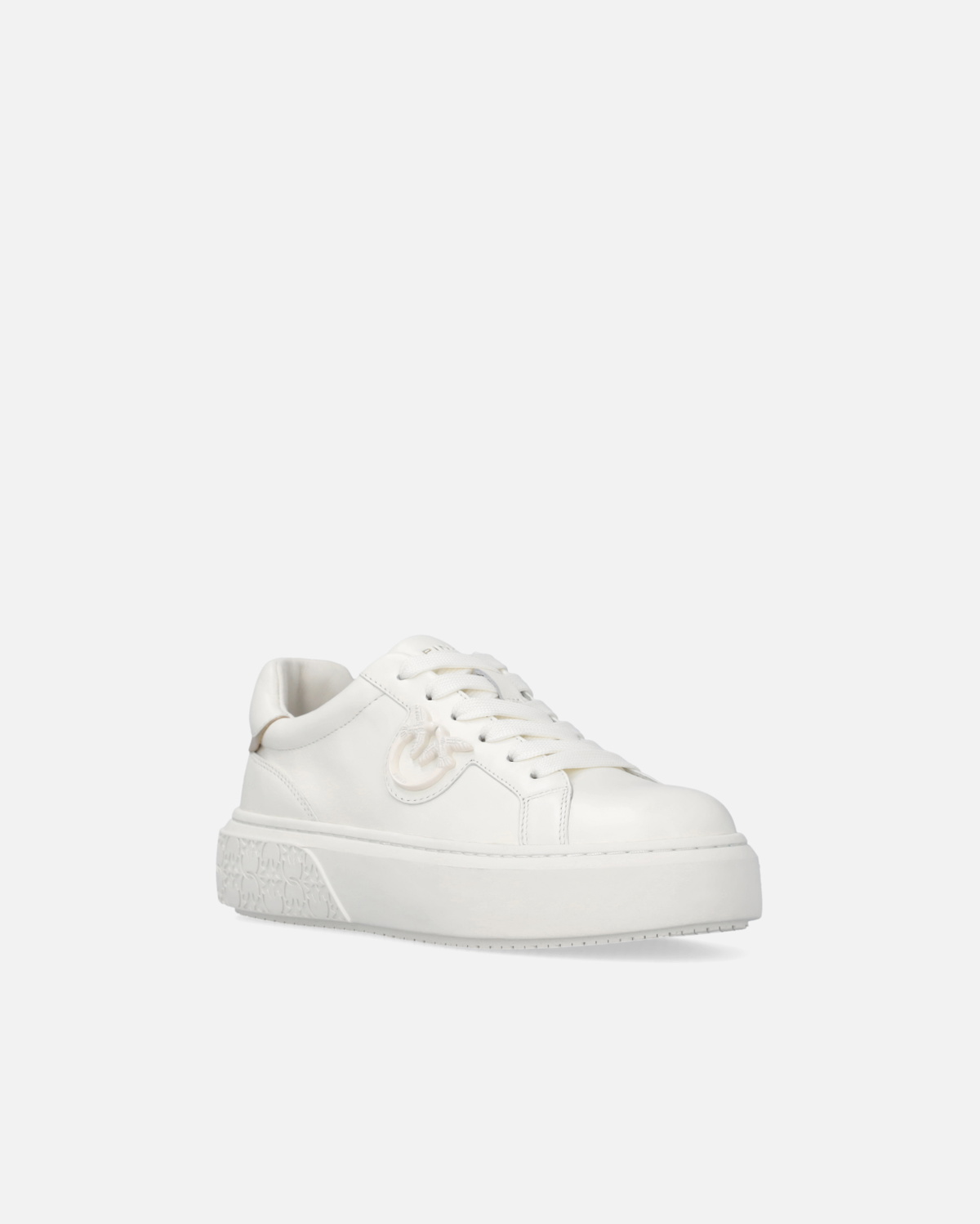 Pinko Leather Sneakers With Platform Sole Milk White
