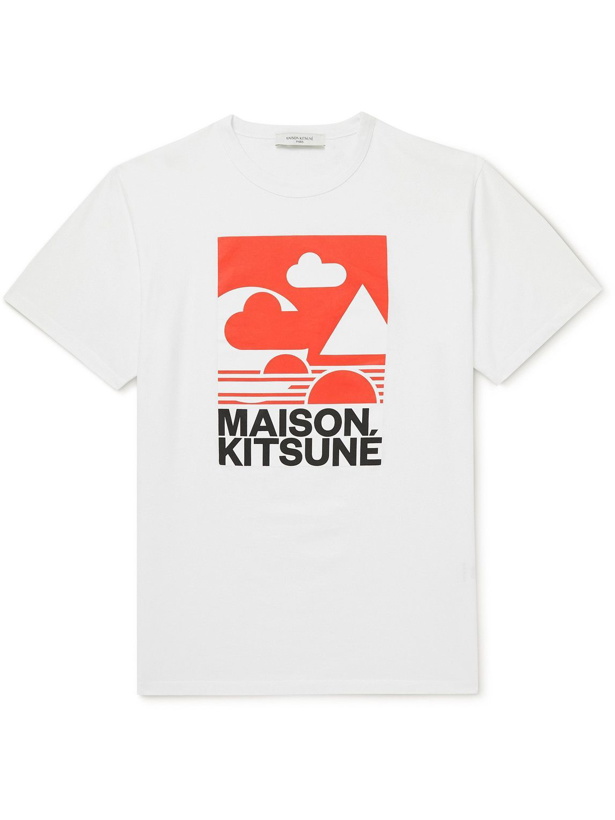 Photo: Maison Kitsuné - Anthony Burrill Logo-Print Cotton Jersey T-Shirt - White