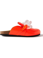 JW Anderson - Embellished Leather Backless Loafers - Orange