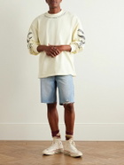 MANAAKI - Tama Slim-Fit Straight-Leg Distressed Denim Shorts - Blue
