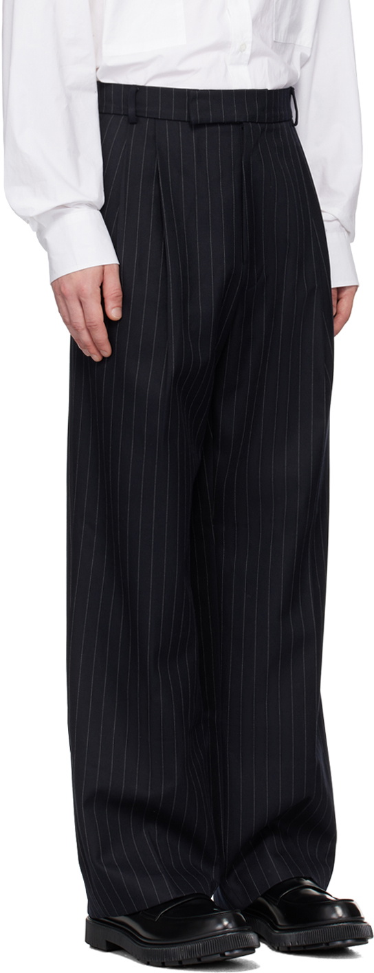 The Frankie Shop Navy Pinstripe Beo Trousers