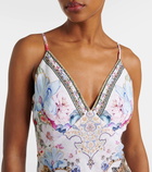 Camilla Crystal-embellished linen slip dress