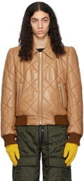 Dries Van Noten Tan Quilted Faux-Leather Bomber Jacket