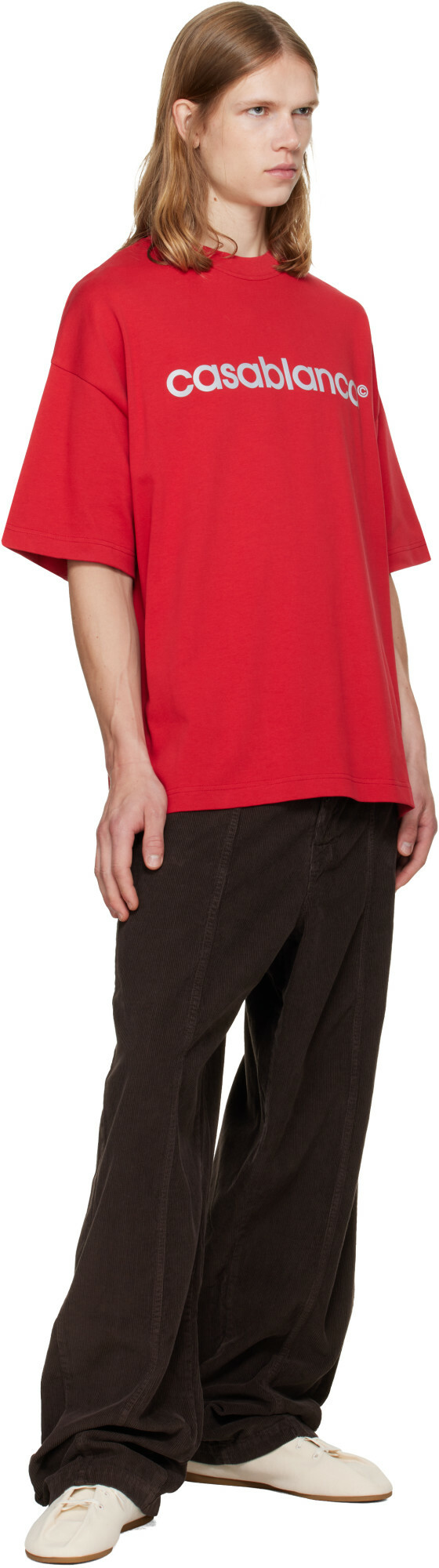 Casablanca Red Reflective Logo Oversized T-shirt