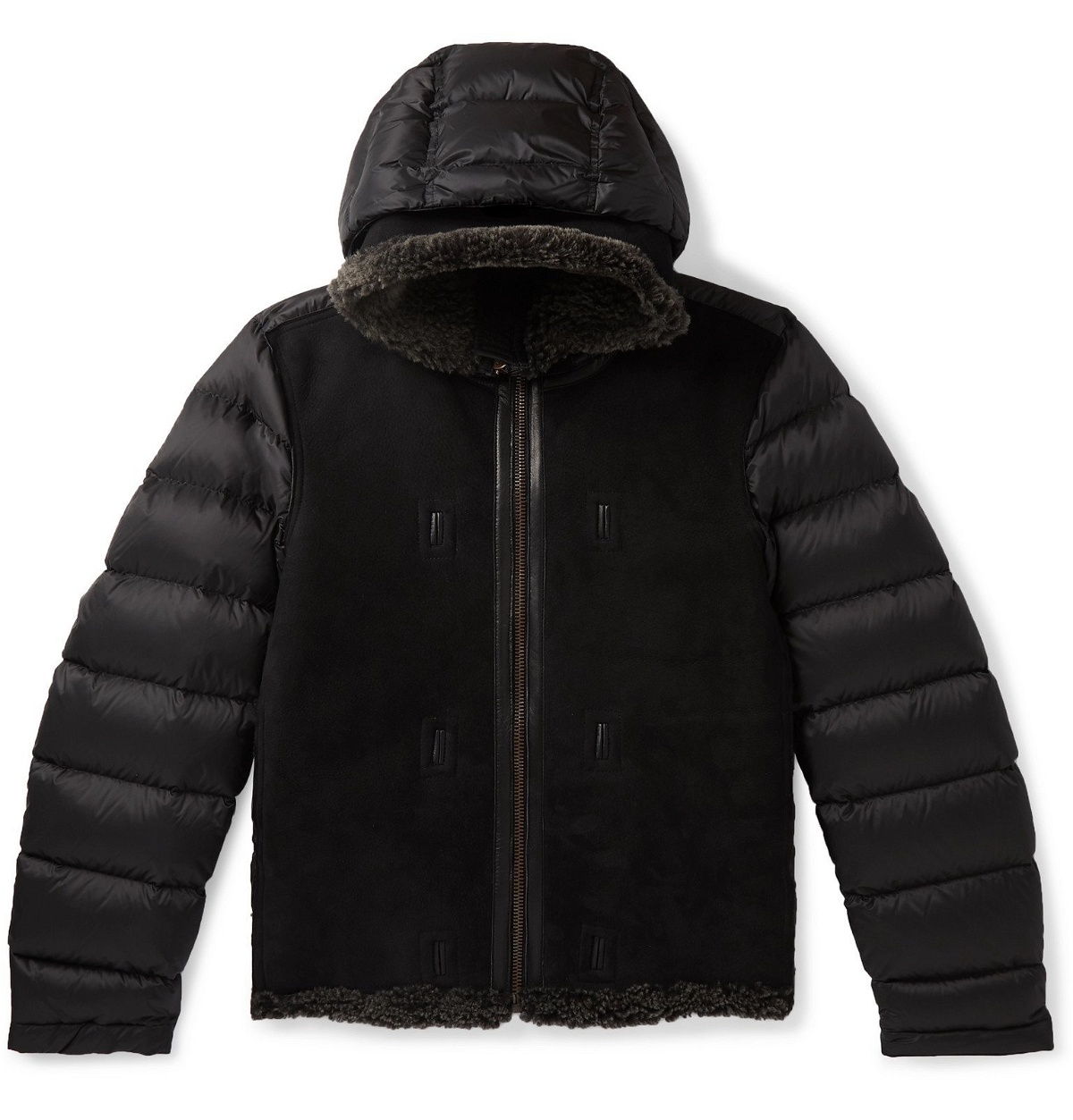 Photo: Ten C - Shearling-Lined Suede and Quilted Shell Down Liner - Black