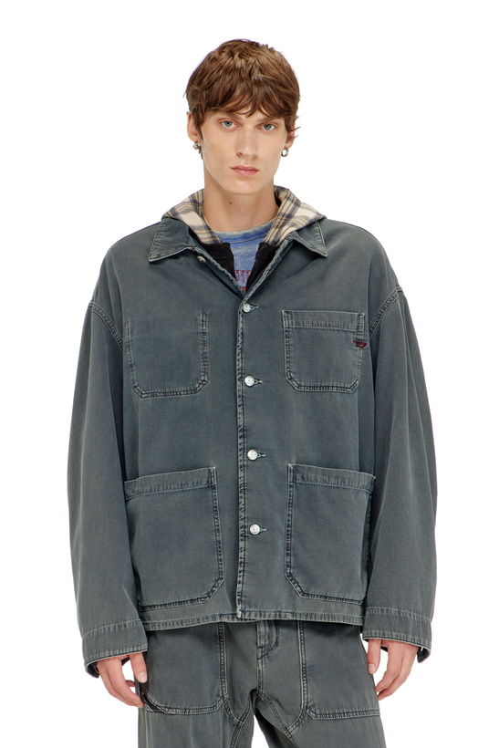 Photo: Diesel Utility-style jacket in coloured denim - Denim Jackets - Unisex - Grey