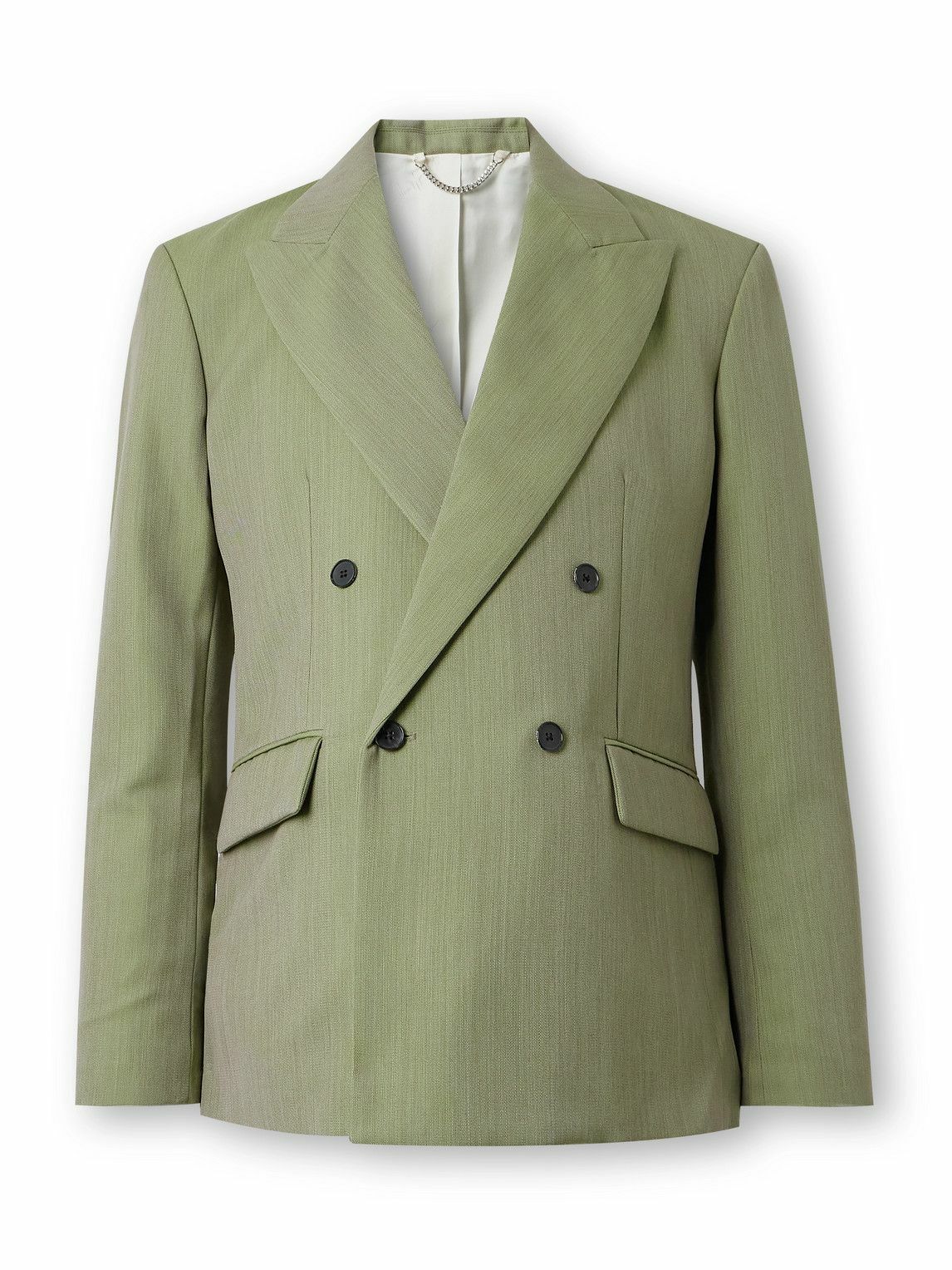 SECOND / LAYER - Pico Double-Breasted Wool Blazer - Green Second/Layer
