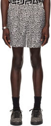 Balmain Black & White Monogram Shorts