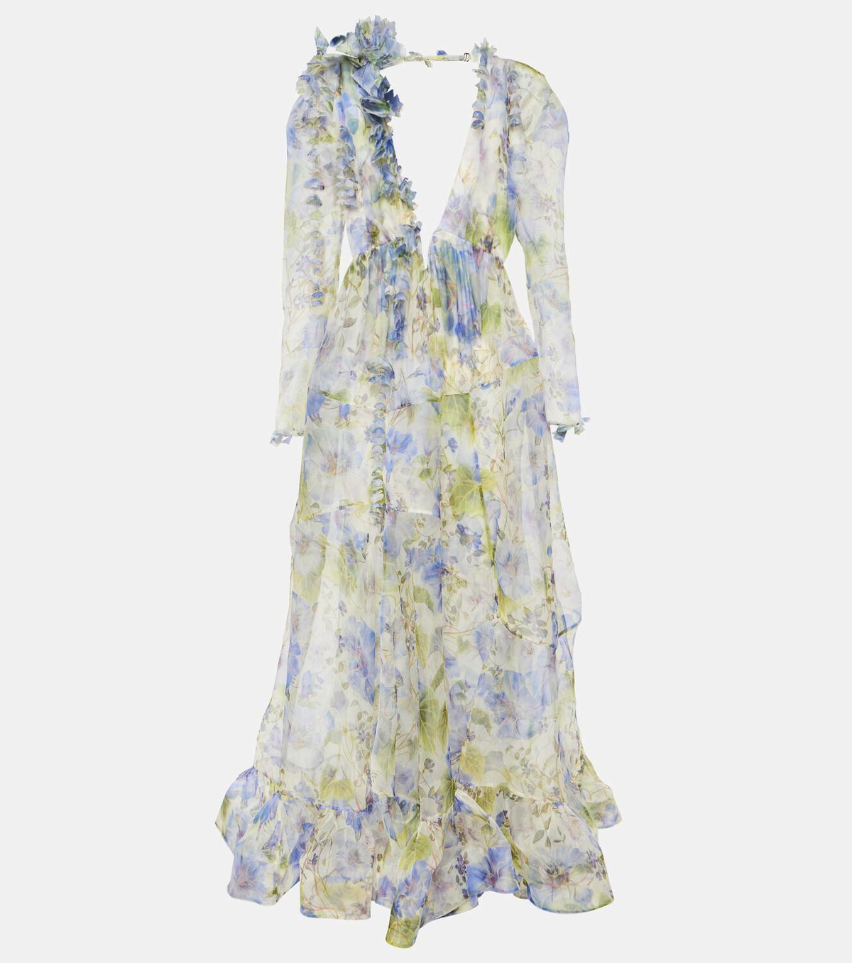 Zimmermann Natura floral-appliqué silk organza gown