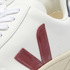 Veja Men's V-12 Leather Sneakers in White/Burgundy/Navy