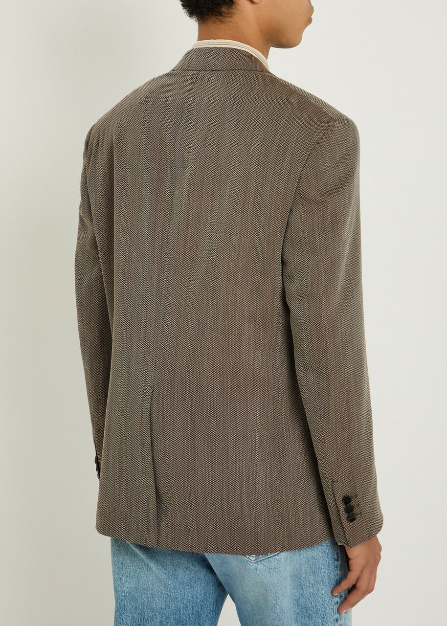 Versace Herringbone Wool Blazer Brown