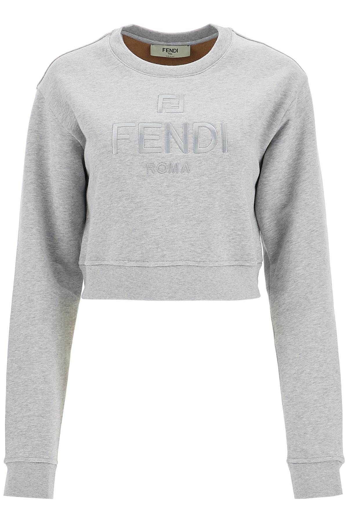 FENDI 'cropped sweatshirt with embroidered logo Grey Fendi