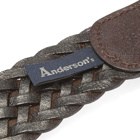 Anderson's Men's Woven Leather Belt in Dark Brown