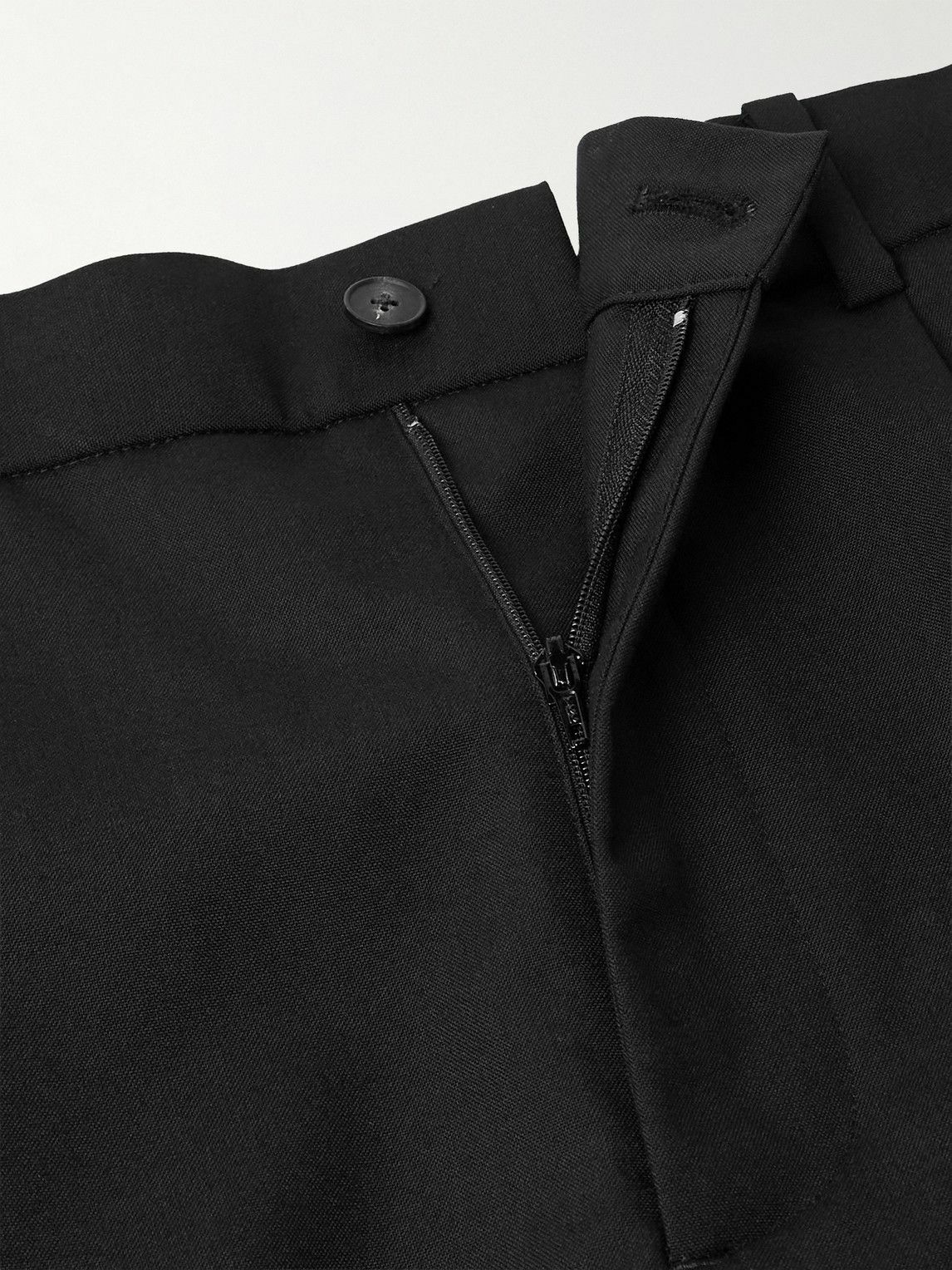 ATON - Straight-Leg Pleated Wool Suit Trousers - Black