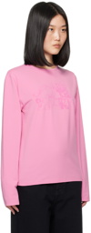 MM6 Maison Margiela Pink Graphic Long Sleeve T-Shirt