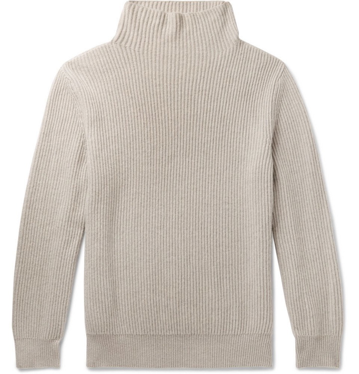 Photo: The Row - Jackson Ribbed Cashmere Rollneck Sweater - Cream