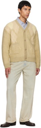 COOR Yellow Hairy Mixed Argyle Cardigan