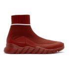 Fendi Red Tech Knit Forever Fendi High-Top Sneakers