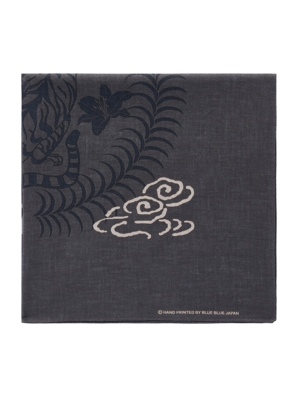 Photo: Blue Blue Japan - Hana Ni Tora Printed Cotton Bandana - Black