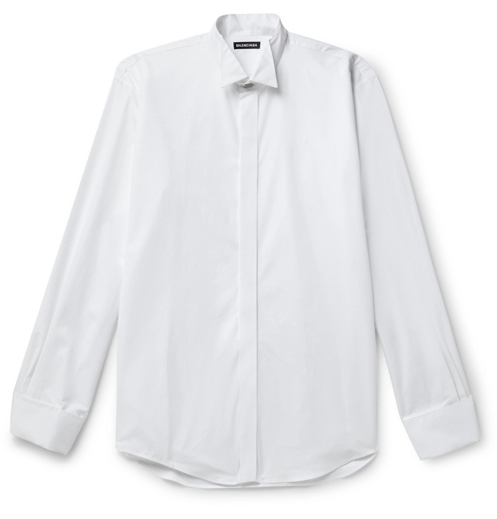 Photo: Balenciaga - Cotton-Poplin Tuxedo Shirt - White