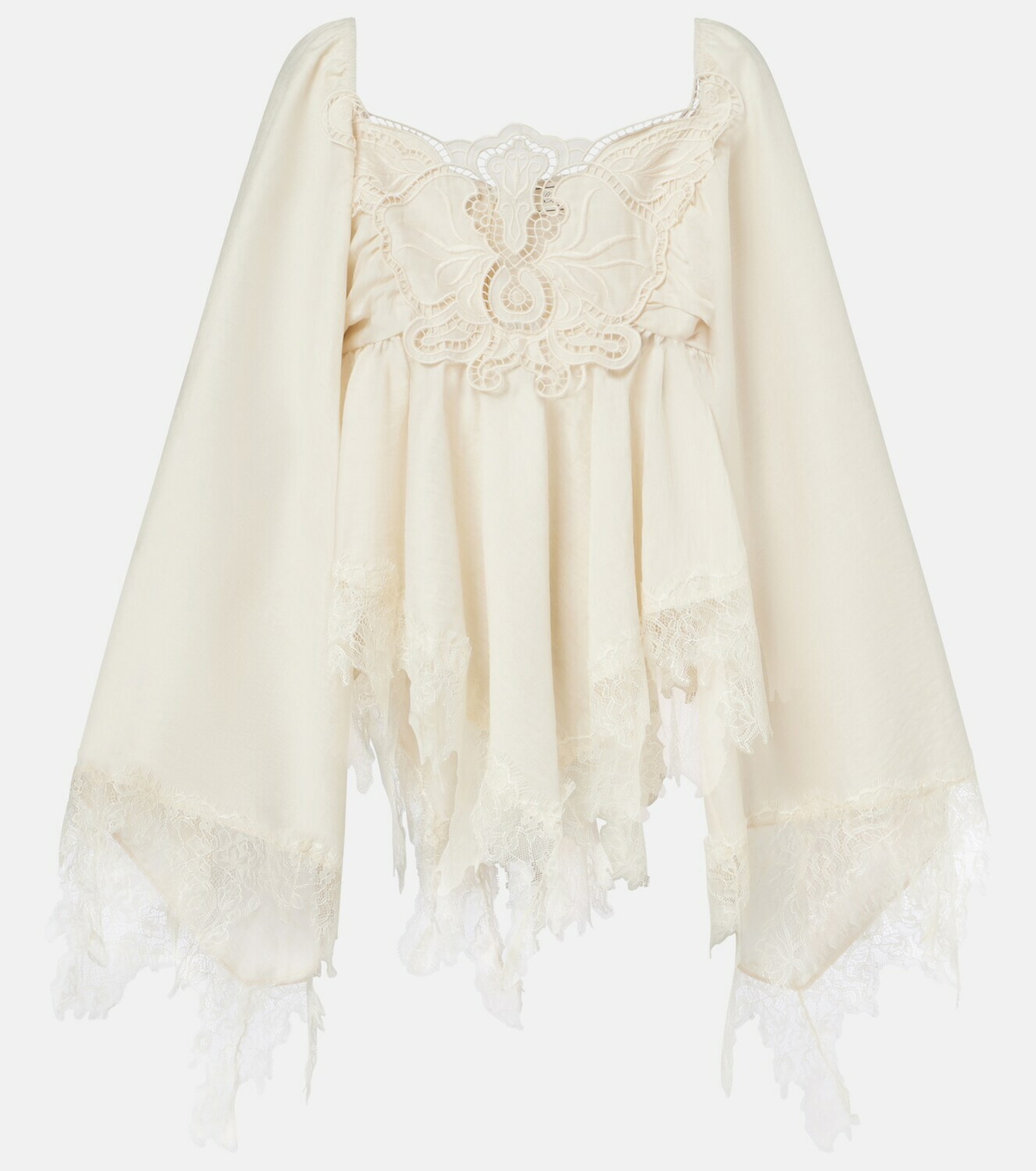 Blumarine Embroidered lace-trimmed blouse