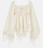 Blumarine Embroidered lace-trimmed blouse