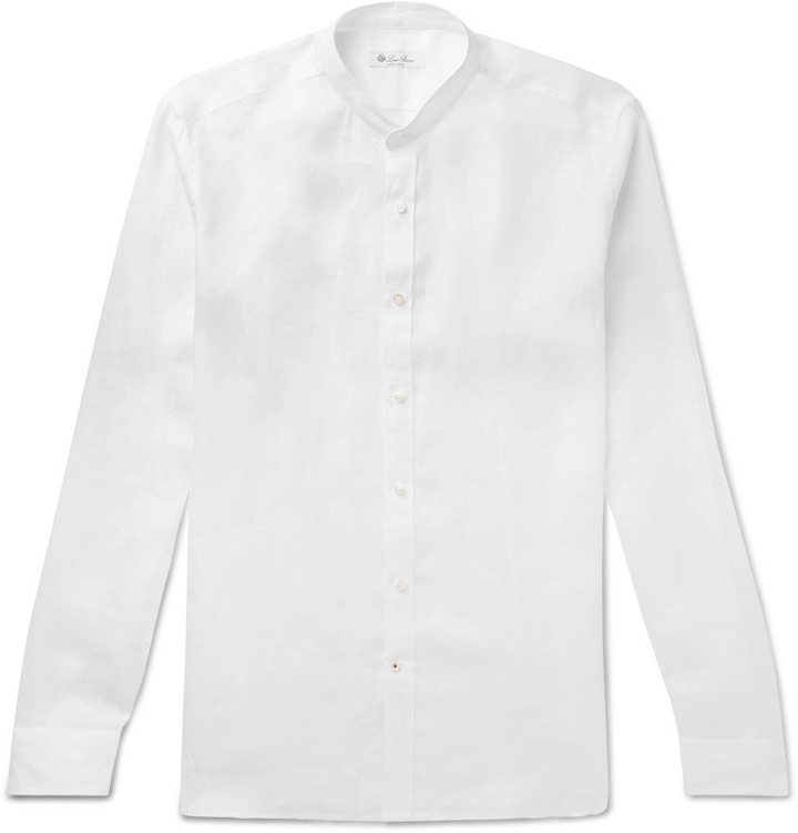 Photo: Loro Piana - Grandad-Collar Linen Shirt - White