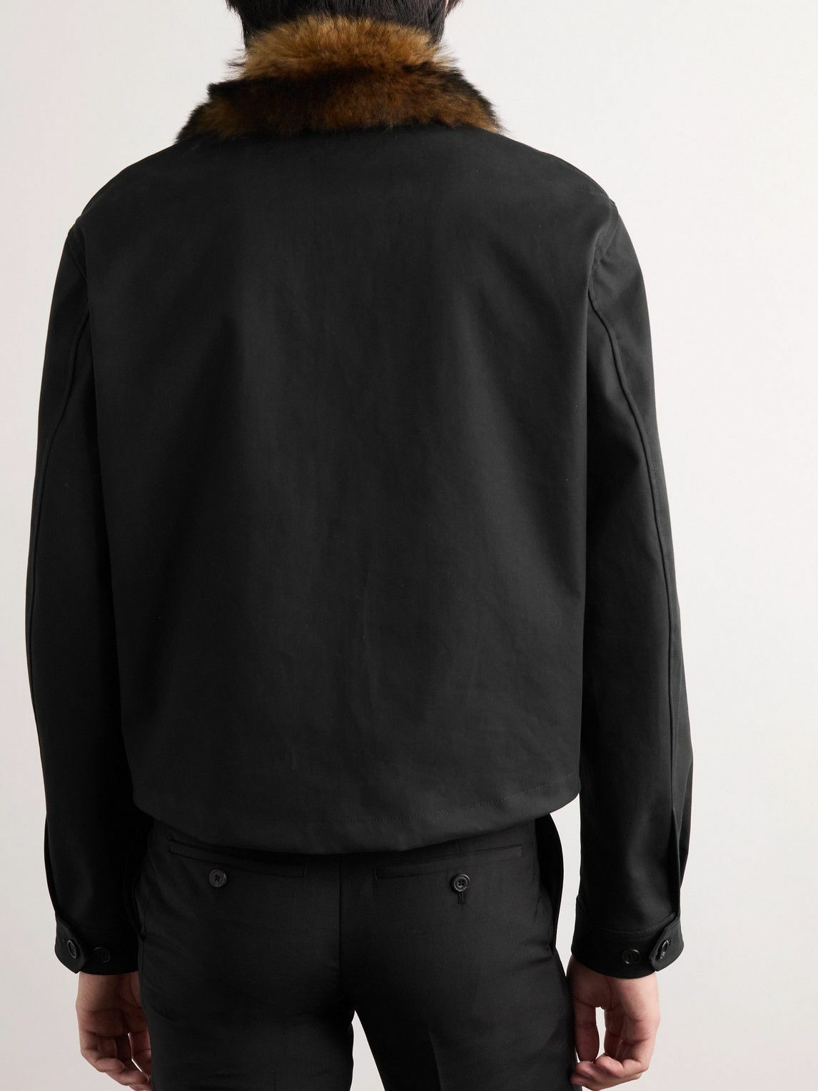Alexander McQueen - Shearling-Trimmed Cotton-Canvas Bomber Jacket - Black