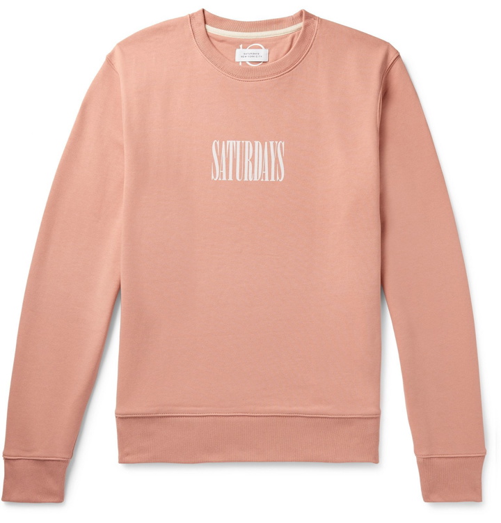 Photo: Saturdays NYC - Bowery Logo-Print Loopback Cotton-Jersey Sweatshirt - Pink