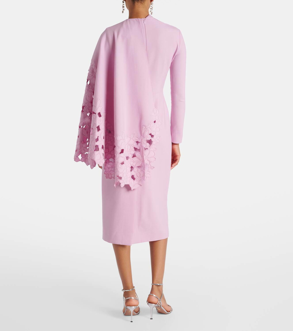 Oscar de la Renta Cape-detail wool-blend midi dress