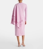 Oscar de la Renta Cape-detail wool-blend midi dress