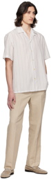 Brioni Beige & Off-White Stripe Shirt