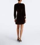 Rixo Carolina lace-trimmed velvet minidress