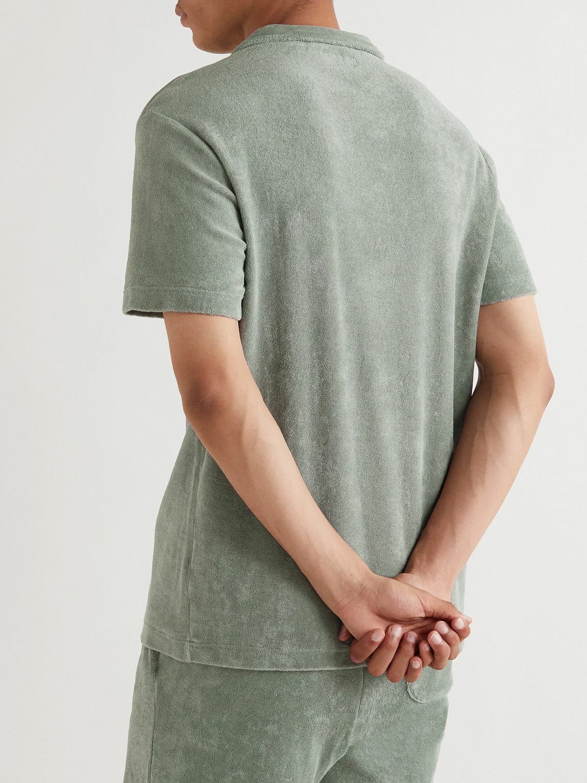 Hamilton And Hare - Lounge Cotton-Terry Polo Shirt - Green