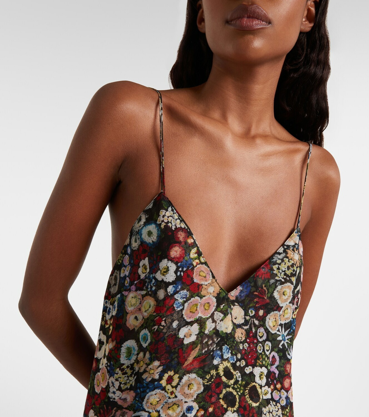 Khaite Taja floral silk slip dress