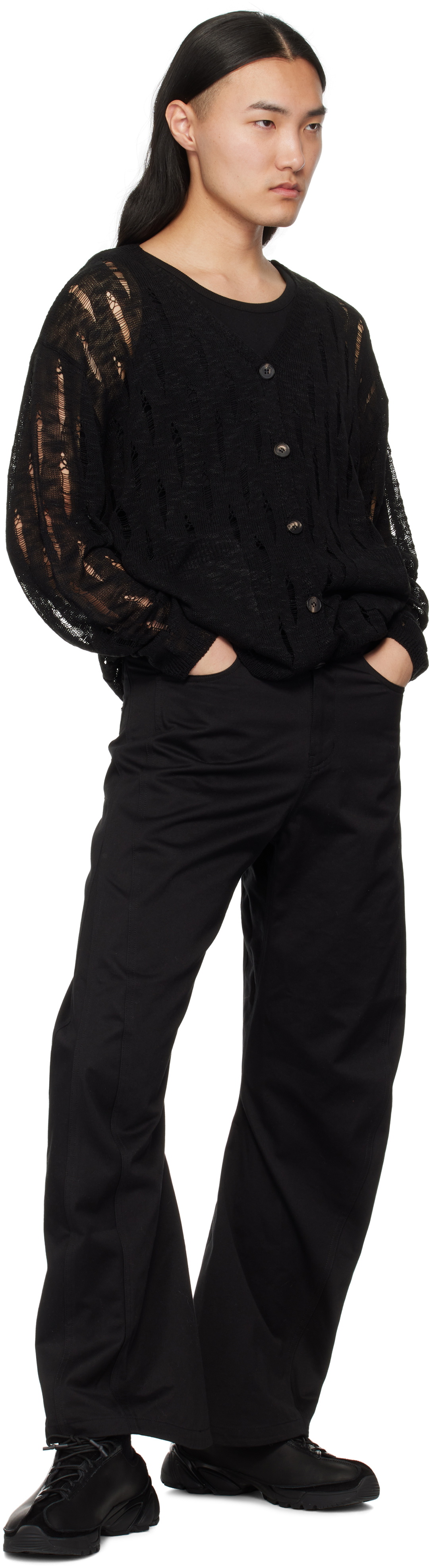 lesugiatelier Black Distressed Cardigan