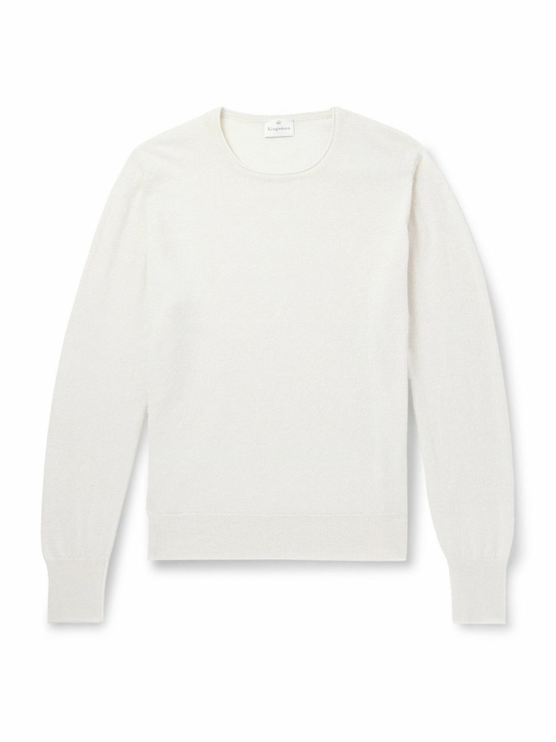 Photo: Kingsman - Slim-Fit Cashmere and Linen-Blend Sweater - Neutrals