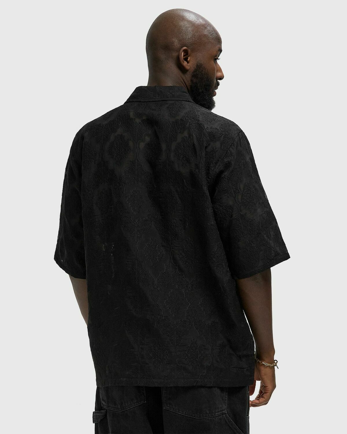 Needles Cabana Shirt - Victorian Sheer Black Mens Shortsleefe