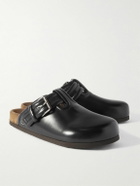 Valentino Garavani - Buckled Glossed-Leather Clogs - Black