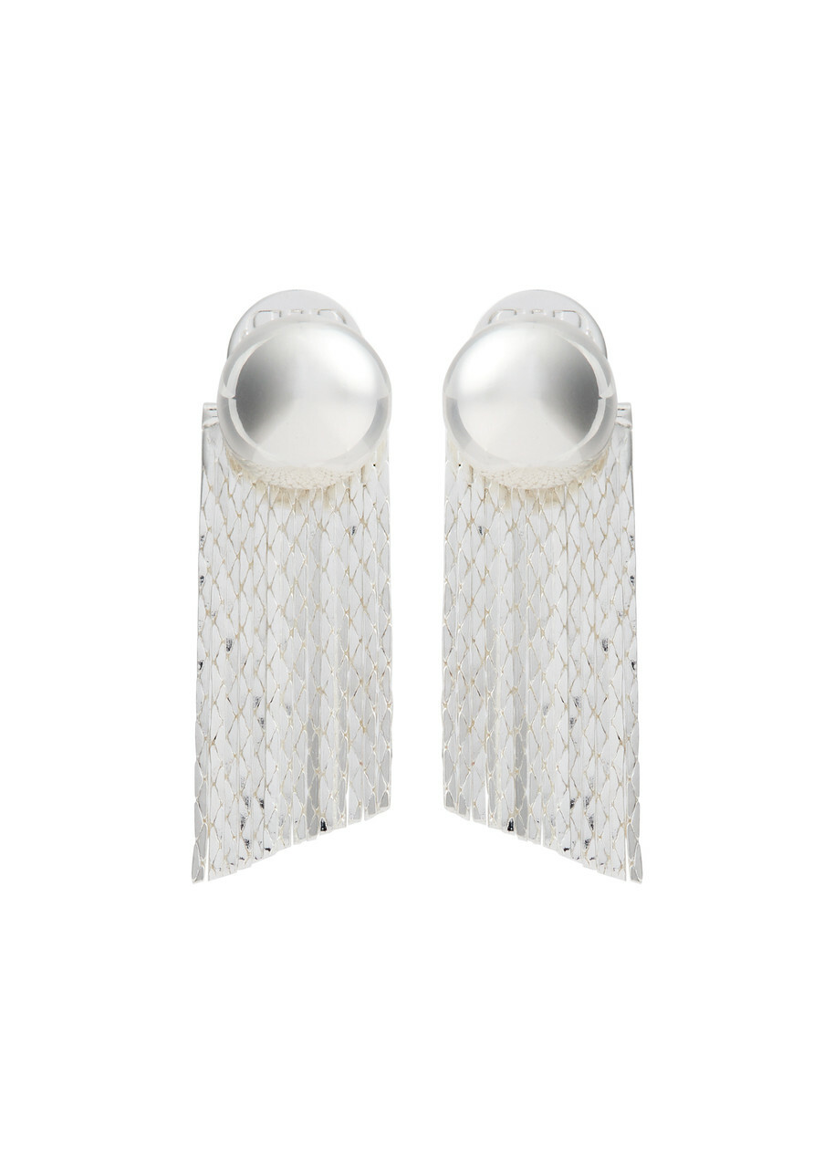 Pearl Octopuss.y Medusa Fringed Stud Earrings - Silver - One Size