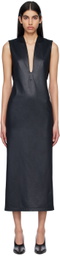 Mame Kurogouchi Black Plunging Midi Dress