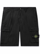 Stone Island - Straight-Leg Logo-Appliquéd Cotton-Blend Canvas Cargo Shorts - Black